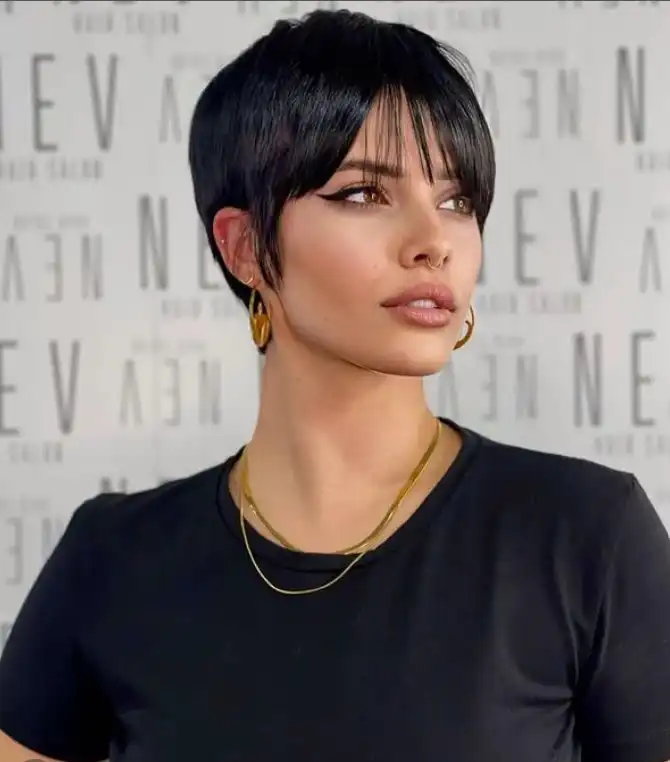 Tousled pixie with gentle fringe for a casual look