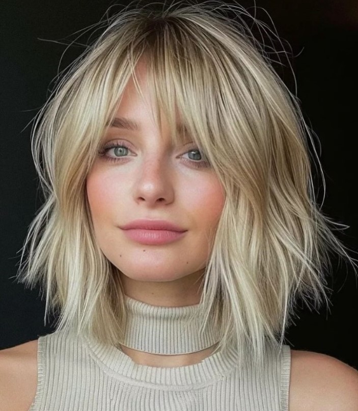 voluminous short hairstyles with long bangs stylish haircut