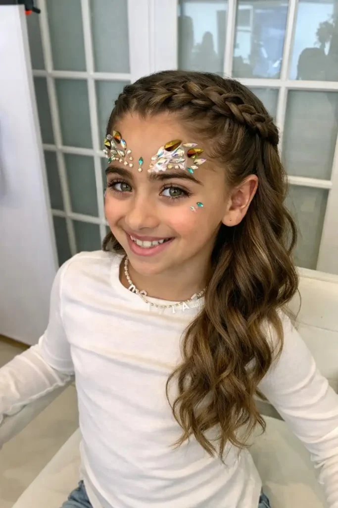 Waterfall braid hairstyle for girls