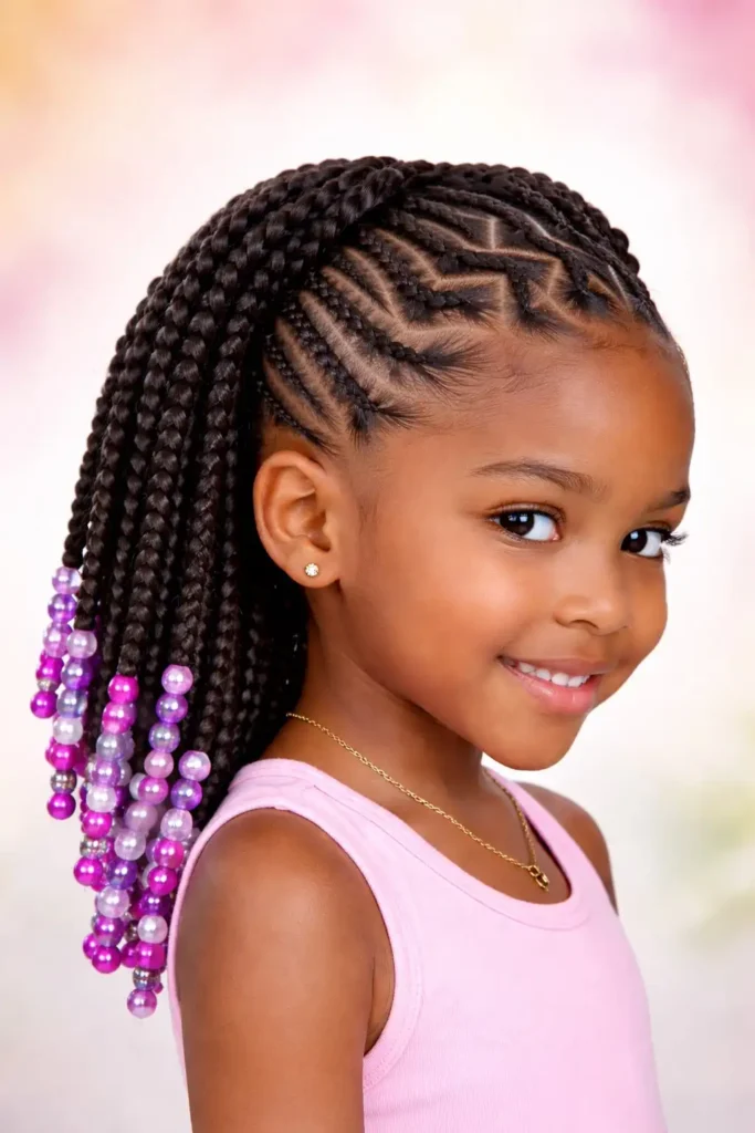 zigzag part braided mohawk hairstyle for kids