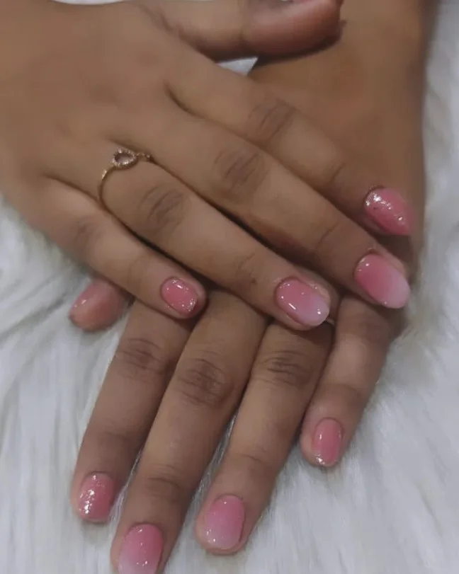 Bridal pink and white ombre nails design wedding nail inspiration