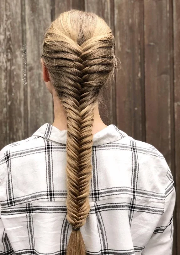 fishtail braid beach hairstyle for long hair