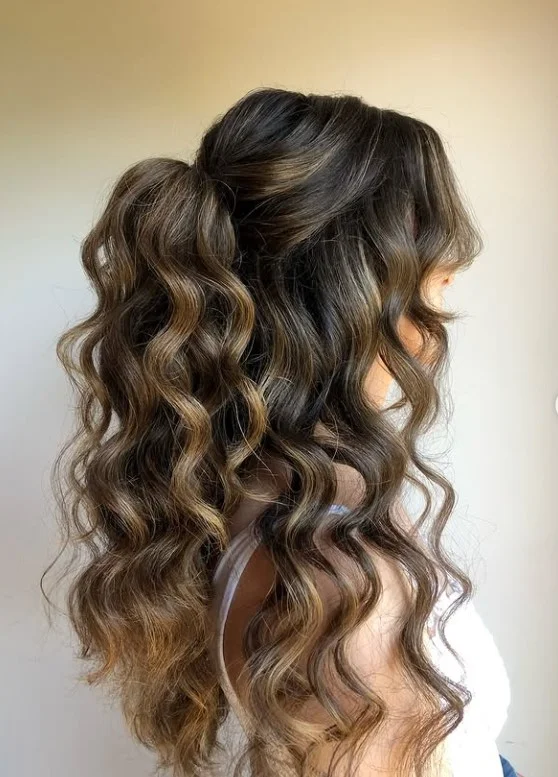 half up ponytail cute beach hairstyle trendy look