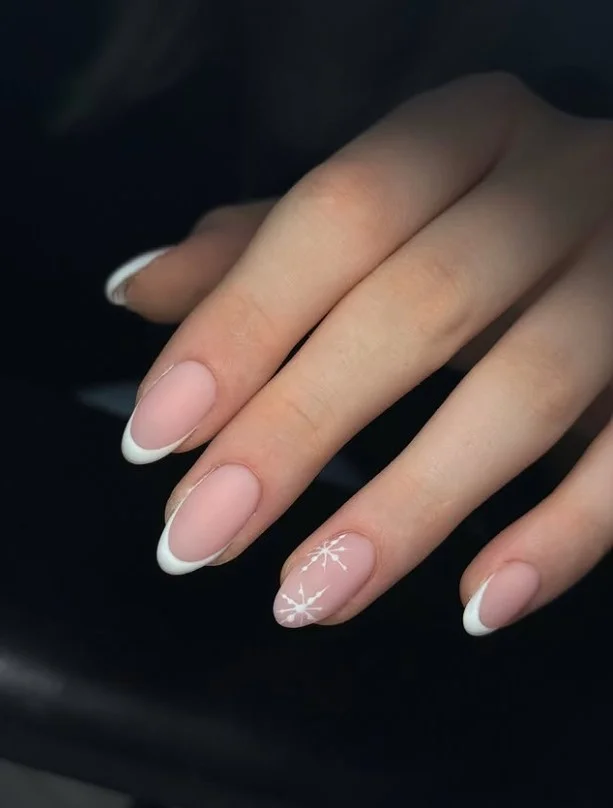 Matte pink almond french nails design trendy soft finish