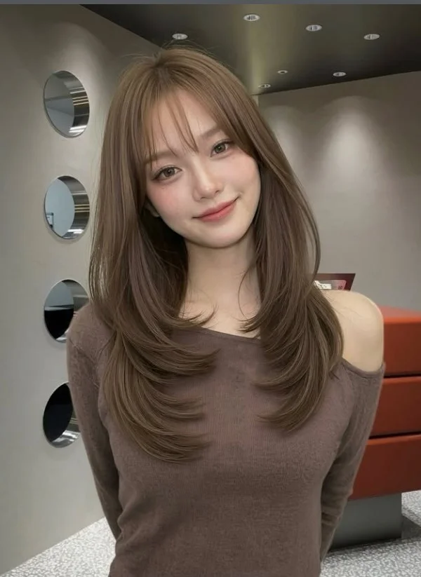 Modern korean wispy curtain bangs trendy effortless everyday hairstyle