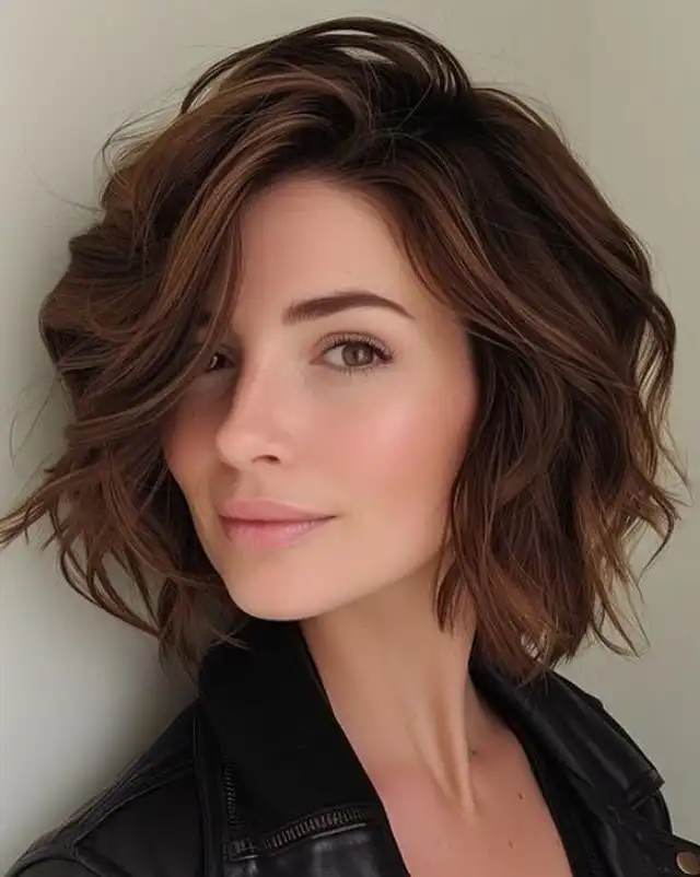 Modern short hairstyle with side swept bangs trendy everyday style