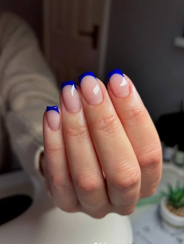neon blue french tip square nails bold look