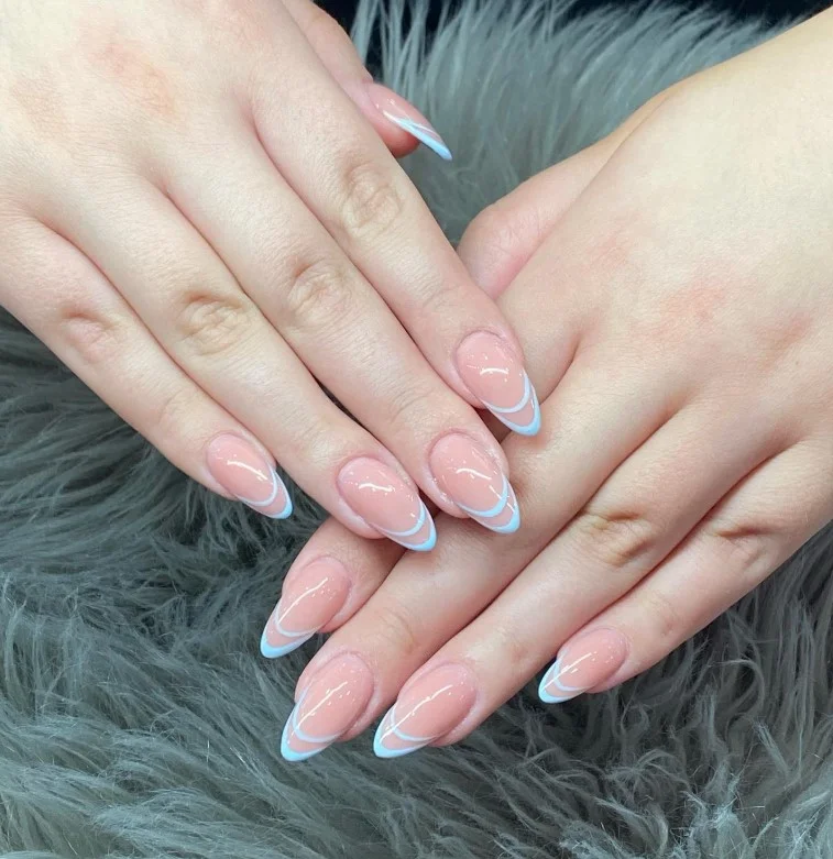Nude pink and white ombre nails design natural soft manicure