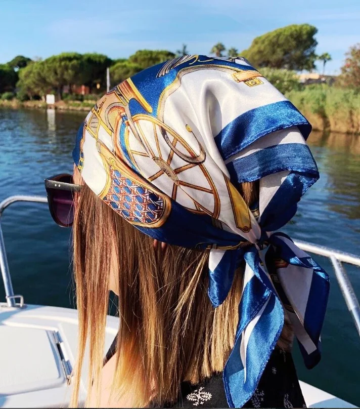 scarf style short beach hairstyle protective summer look