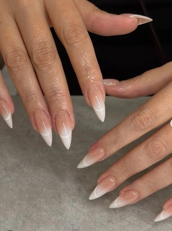 Stiletto pink and white ombre nails design bold dramatic nails