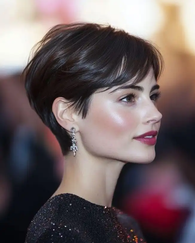 Tousled pixie cut with side bangs relaxed modern style