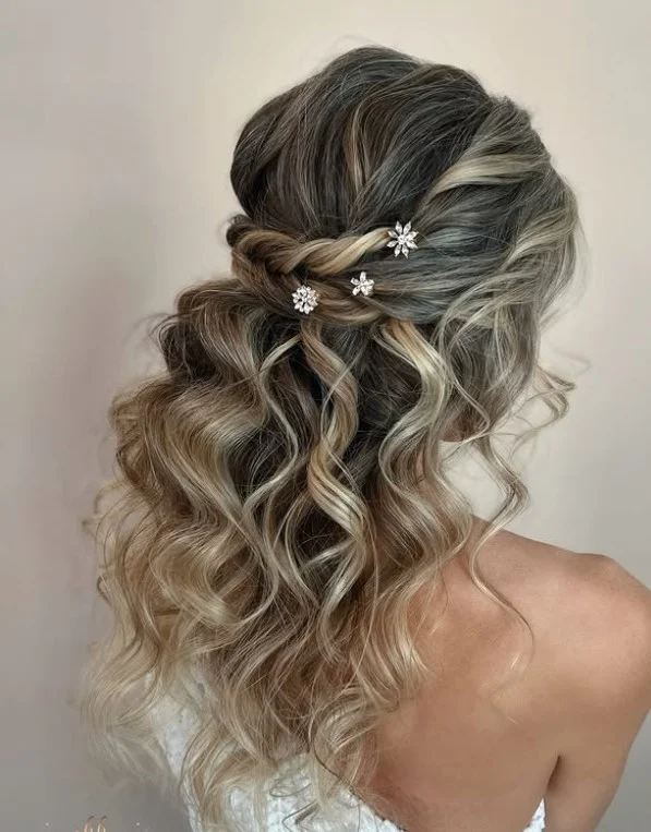 twisted half up hairstyle medium hair beach look