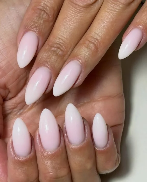 baby boomer french ombre almond nails design timeless nail style