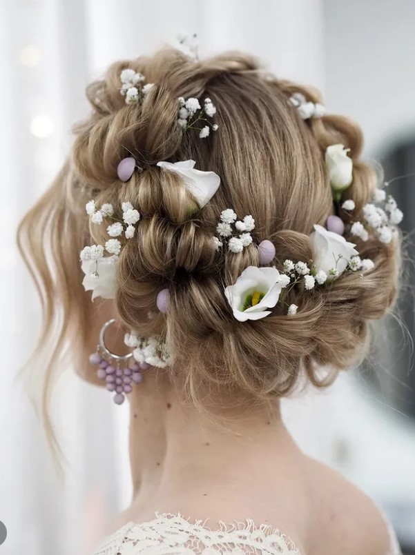 braided crown beach bridal hairstyle for romantic wedding