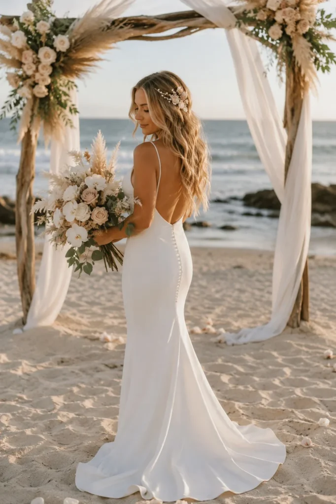 elegant ocean inspired bridal hairstyle with soft waves