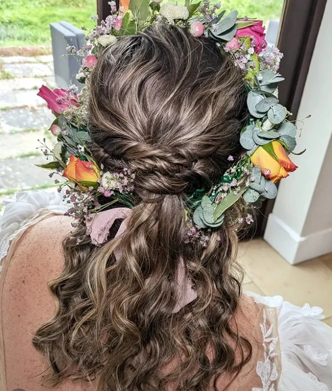 tropical flower beach bridal hairstyle for destination wedding