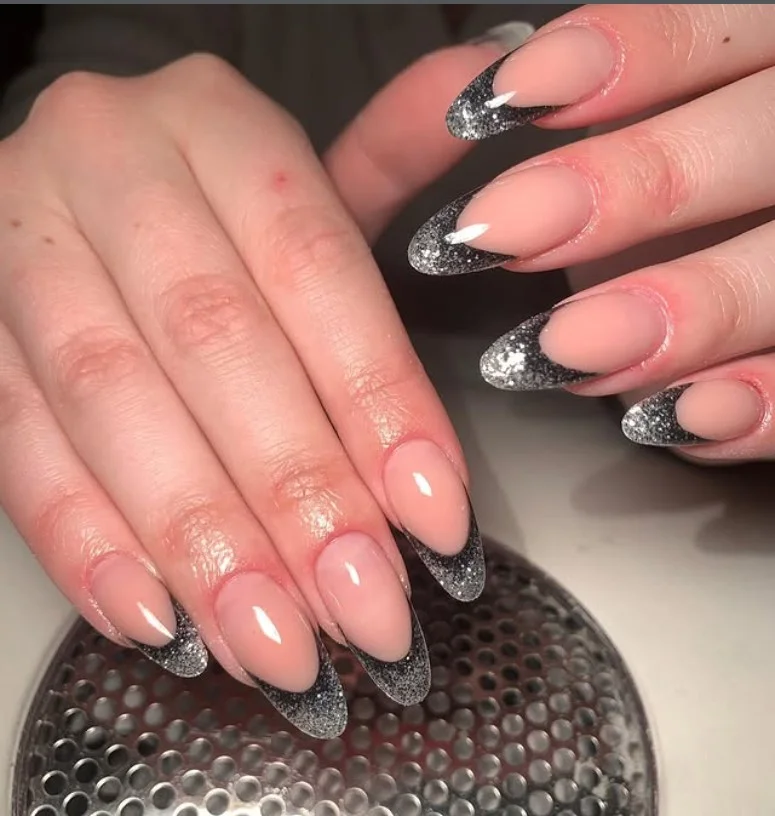 black french ombre almond nails classy trendy look