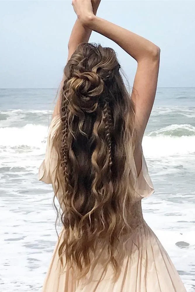 double braids medium hair beach hairstyle trendy style