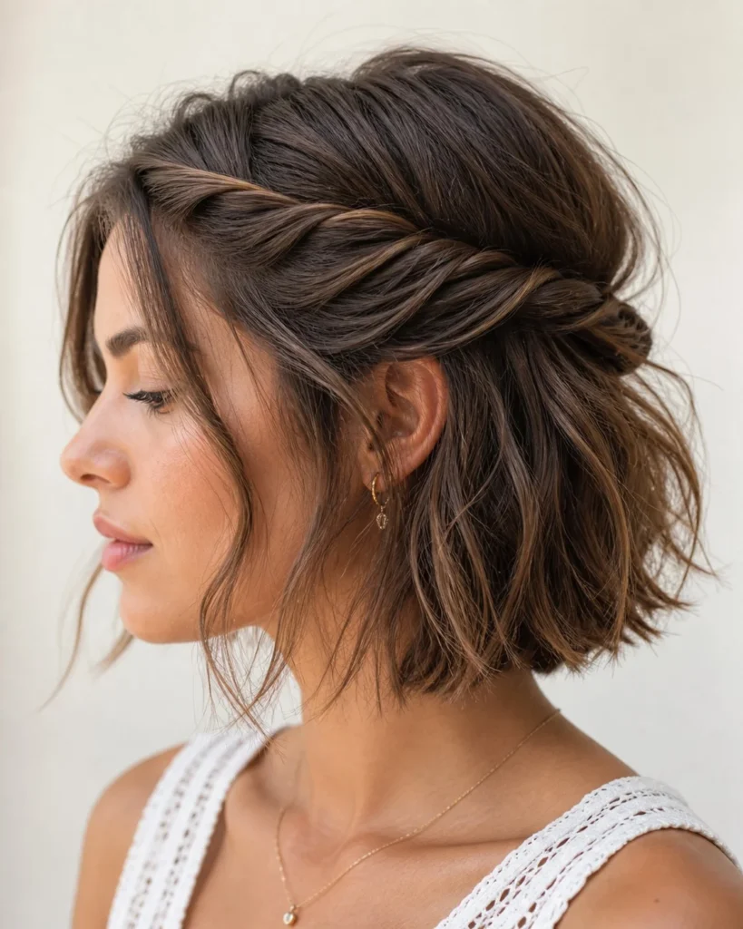 twisted front sections short beach hairstyle soft style
