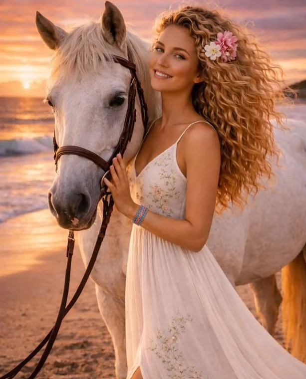 long boho curly beach hairstyle with soft waves