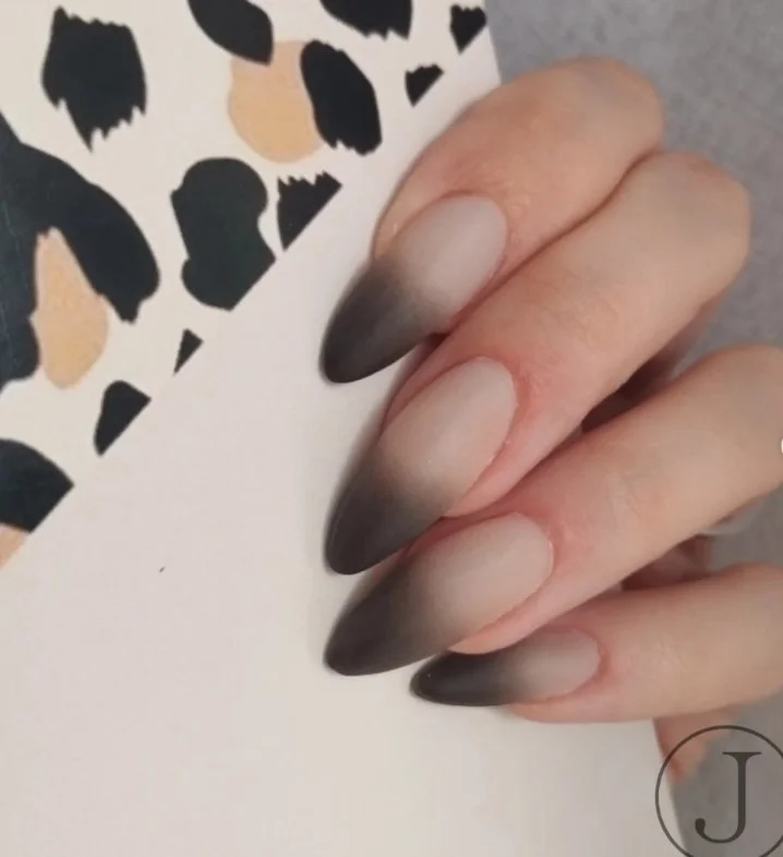 matte black ombre almond nails modern nail style