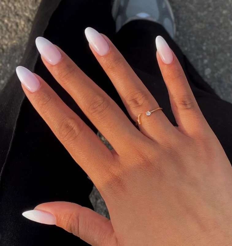 minimal french ombre almond nails design clean classy manicure
