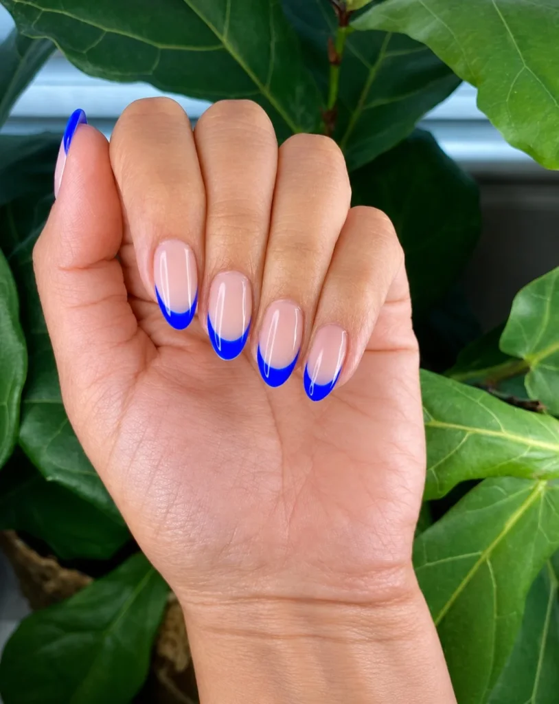neon royal blue french tip nails bold summer style