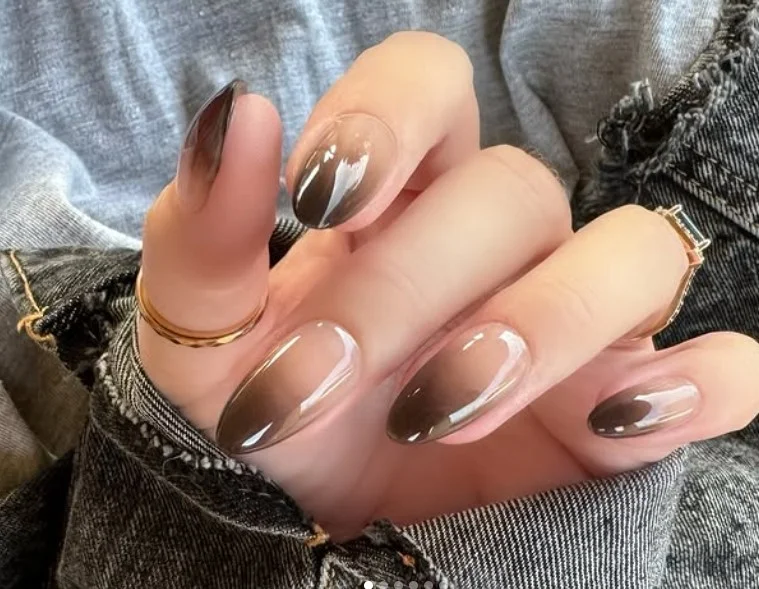 nude to black ombre almond nails classy nail design
