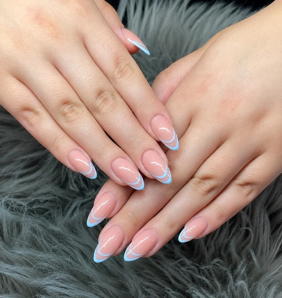 pink nude french ombre almond nails design soft classy manicure