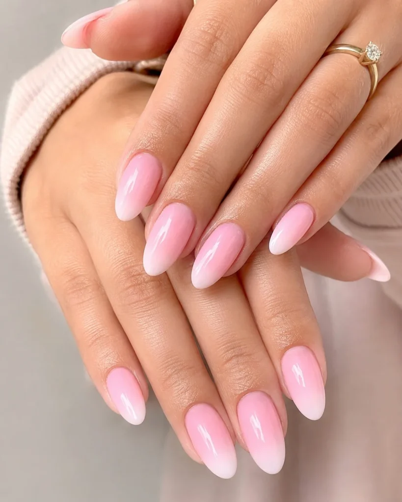 cotton candy pink fade almond nails pastel look