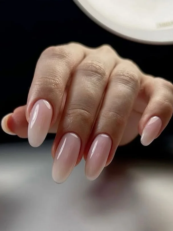 milky pink ombre almond nails classy nail style
