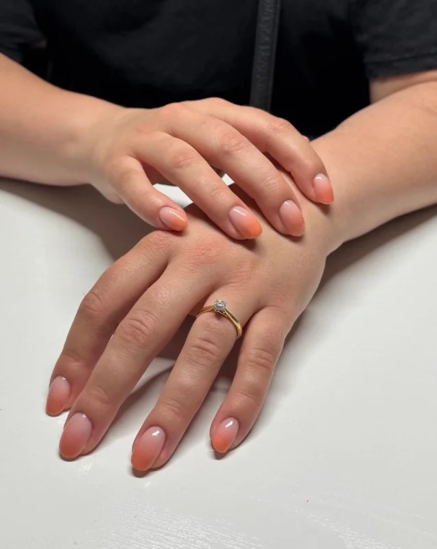 peach ombre almond nails soft summer style