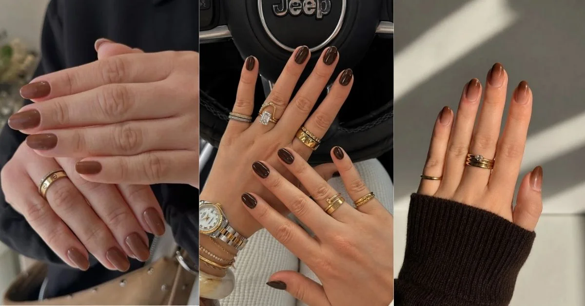 Short Brown Almond Nail Designs