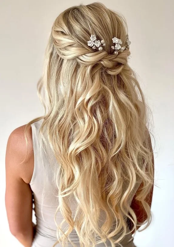 beach waves hairstyle with small braid detail and texture