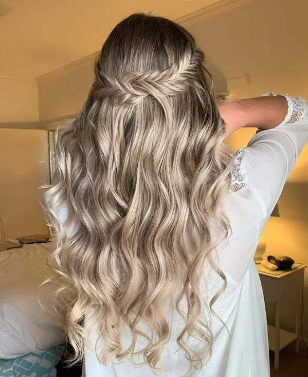 classic bridal beach waves hairstyle with soft romantic wedding curls