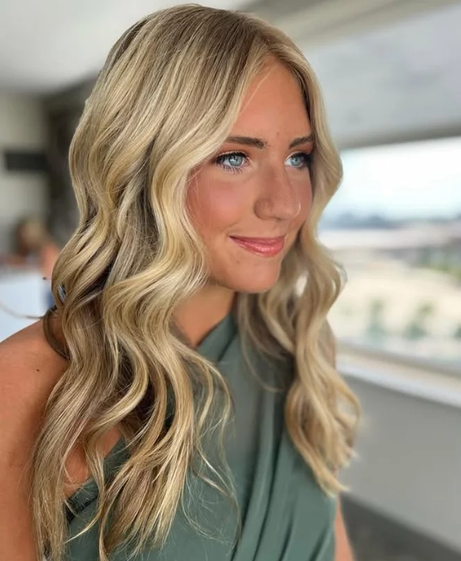 bridal beach waves hairstyle with soft face framing layers