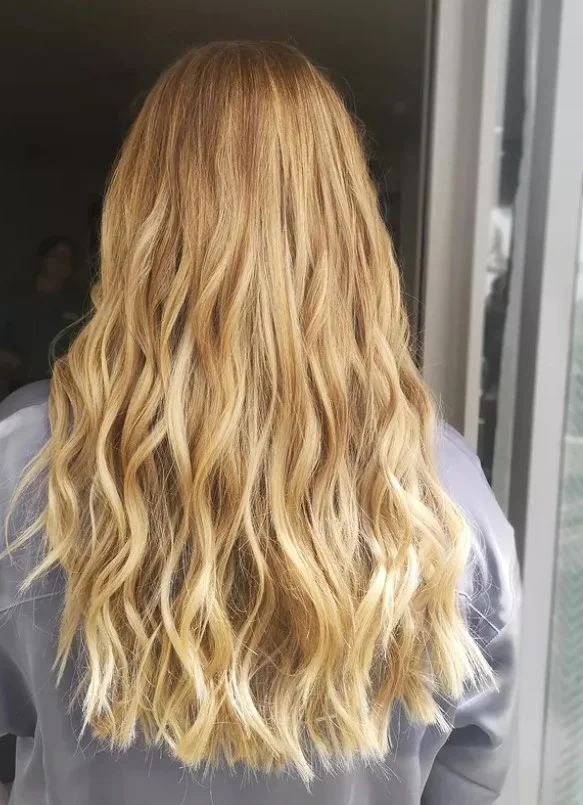 long mermaid beach waves hairstyle for romantic wedding day hair