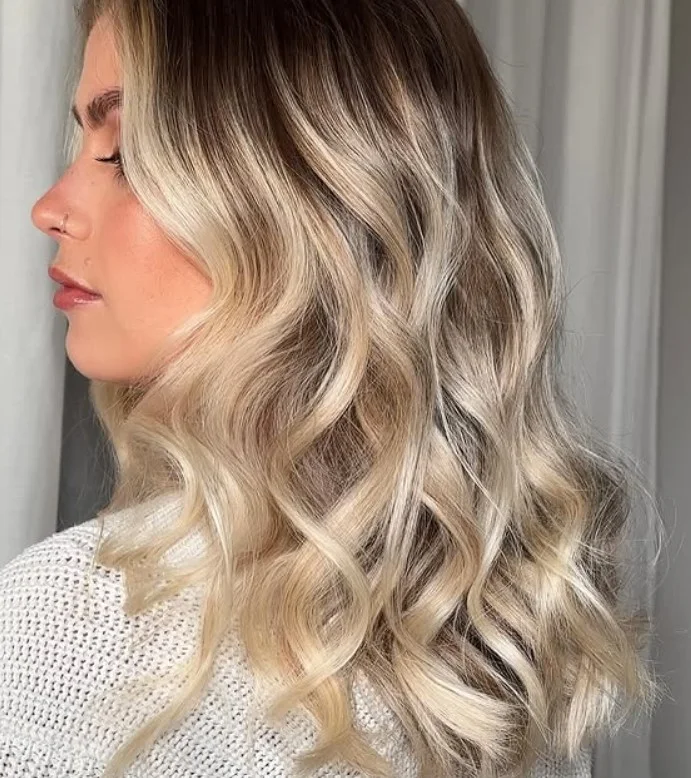 medium length beach waves hairstyle for elegant wedding hair
