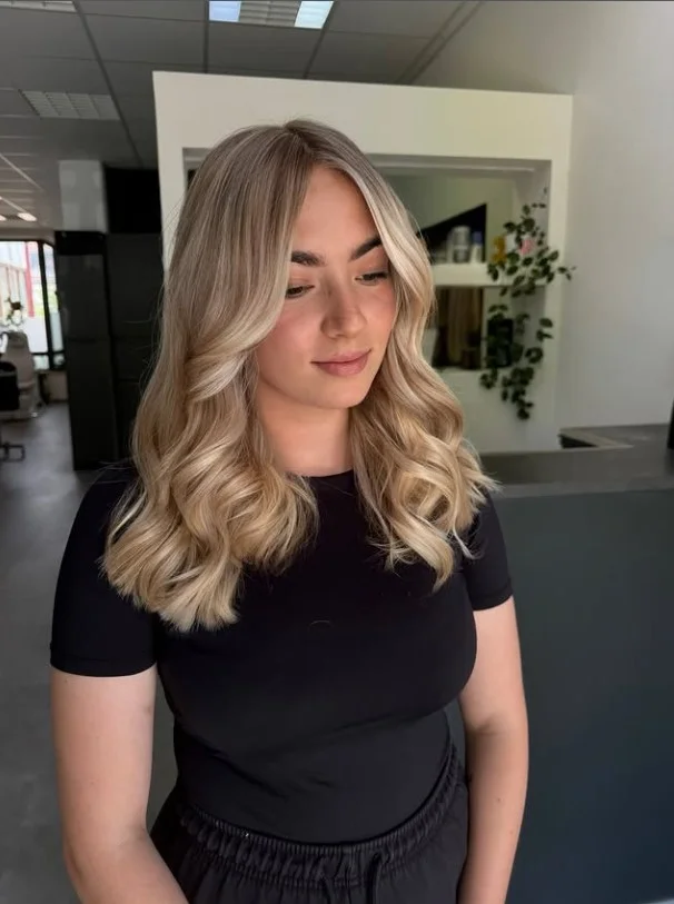 voluminous medium beach waves hairstyle with body and bounce
