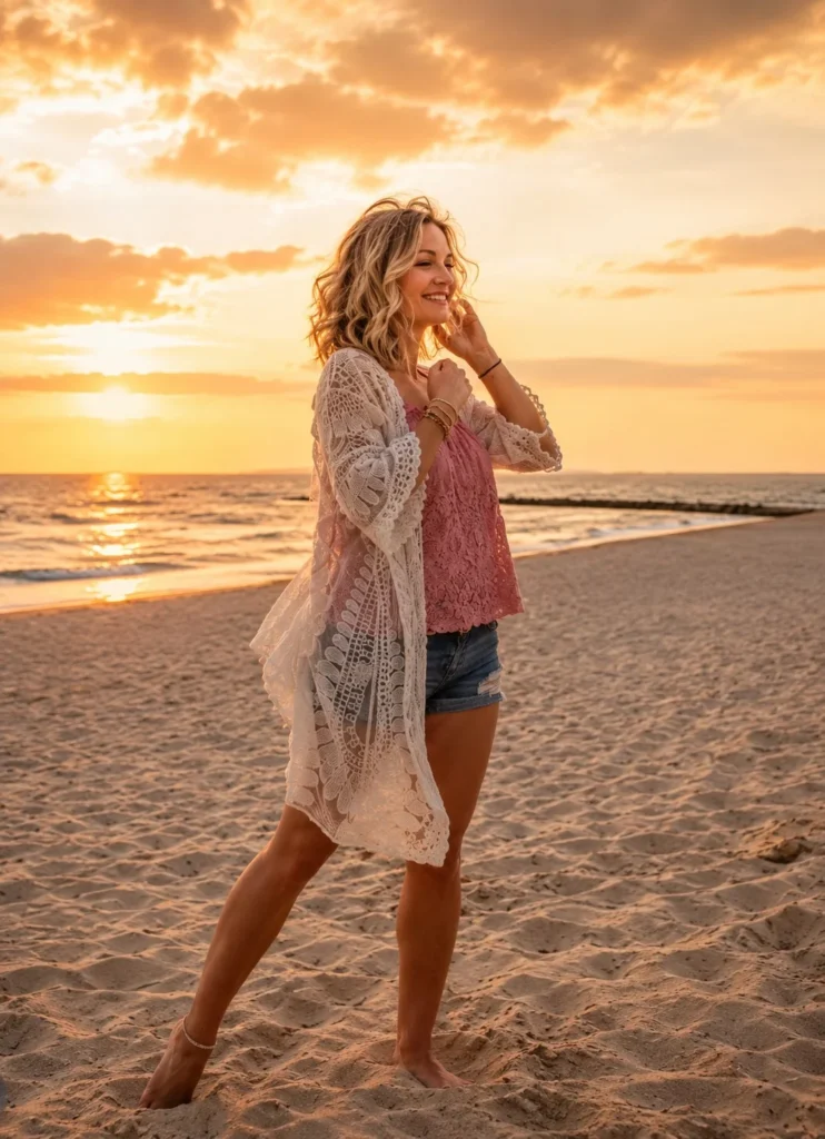 windswept beach waves hairstyle with natural movement and texture