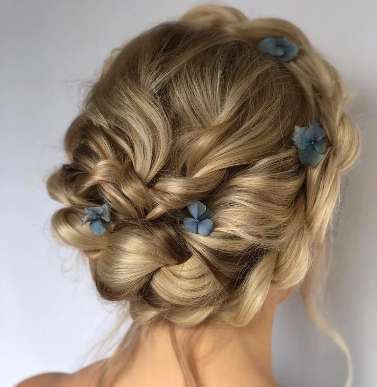 braided halo updo hairstyle for beach wedding guest inspiration