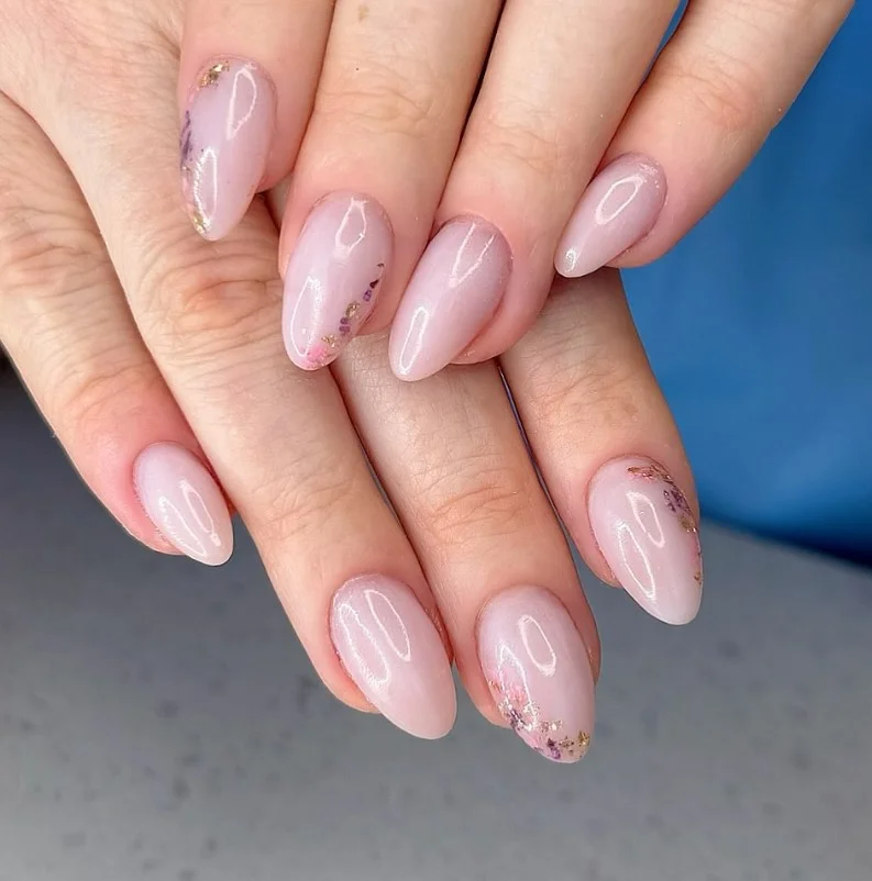 Soft blush elegant classy almond nail designs with feminine polished finish