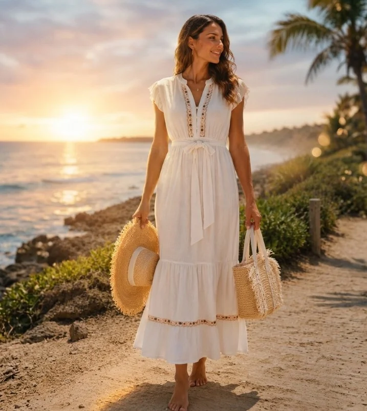 embroidered boho maxi dress summer conservative outfit