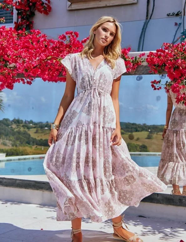 pastel maxi dress summer conservative outfit idea