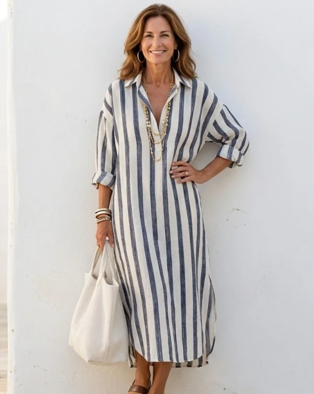 striped shirt dress summer conservative outfit for women