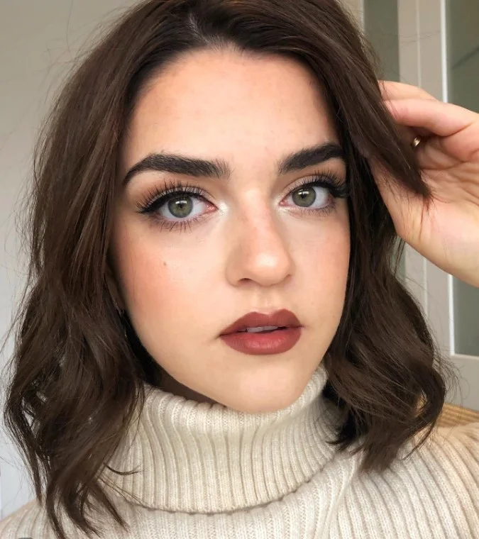 Soft mocha nude lipstick that creates effortless everyday glam for olive skin tones.