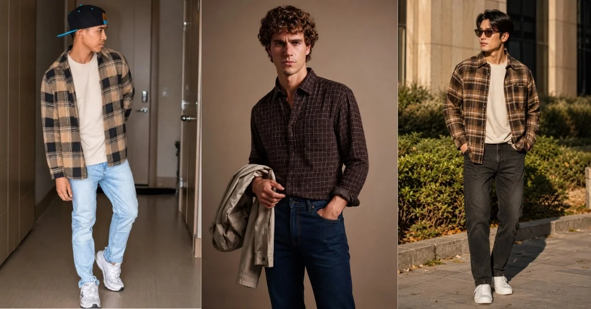 Brown Flannel Outfit Men
