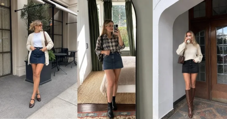 Fall Denim Mini Skirt Outfit