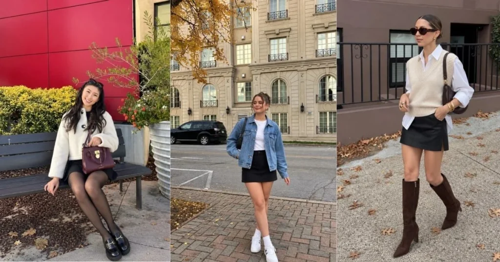 Fall Short Black Skirt Outfit