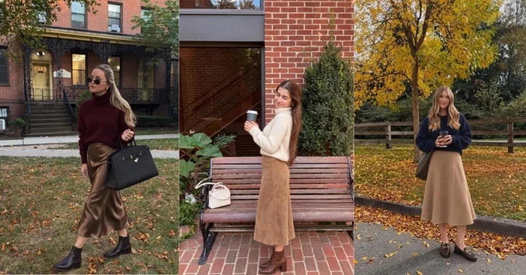 Fall Skirt and Sweater Outfits